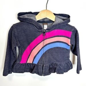 Tea Collection Rainbow Ruffle Zipper Hoodie Sweatshirt Sz 9-12 months